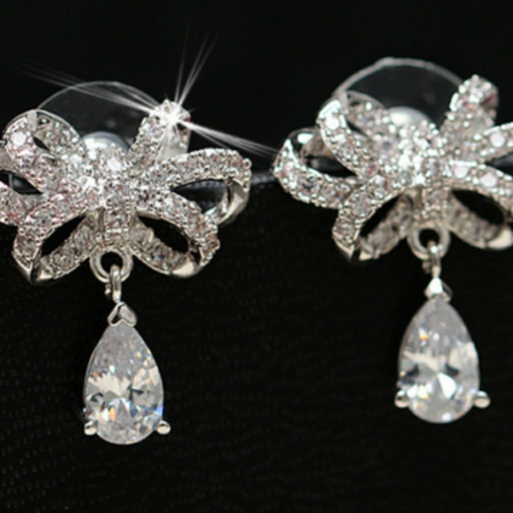 Water Drop Inlaid w/Zircon Earrings